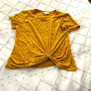 Yellow twist crop top